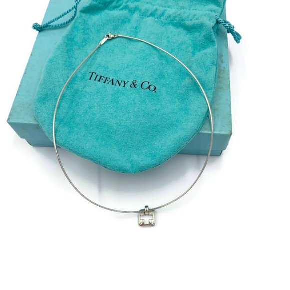 Authentic Tiffany & Co Silver Cross Wire Necklace - Picture 9 of 10